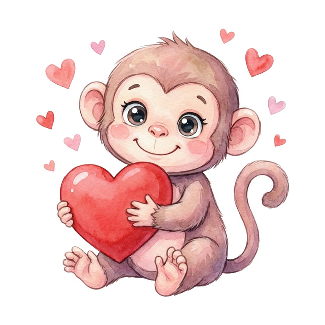 monkey holding a heart fabric panel
