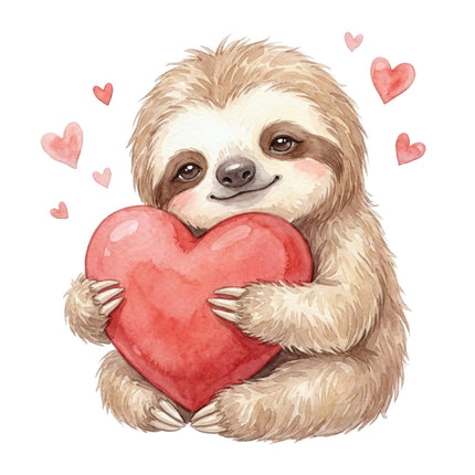 sloth holding a heart fabric panel