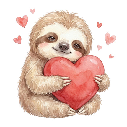 sloth holding a heart fabric panel
