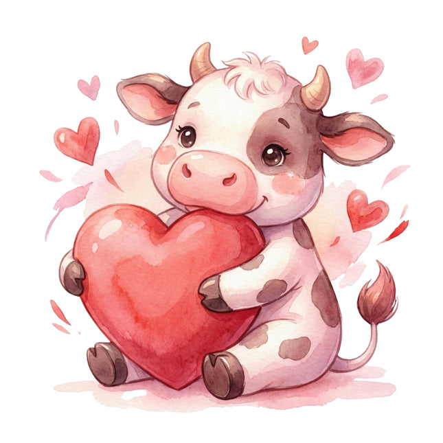 cow holding a heart fabric panel