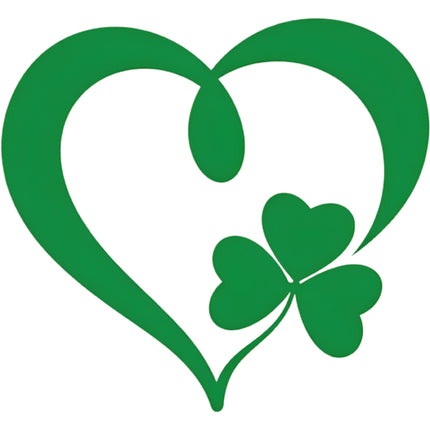 Green heart with a clover inside fabric panel
