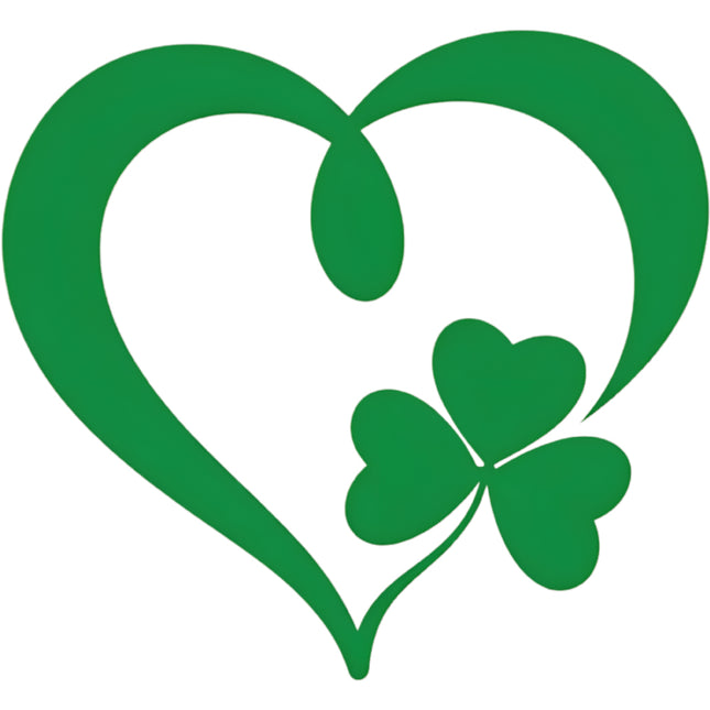 Green heart with a clover inside fabric panel
