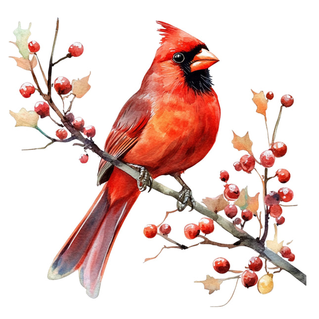 Red cardinal bird quilt block