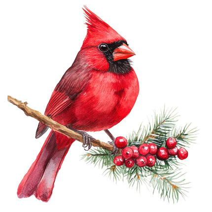 Red cardinal bird quilt block