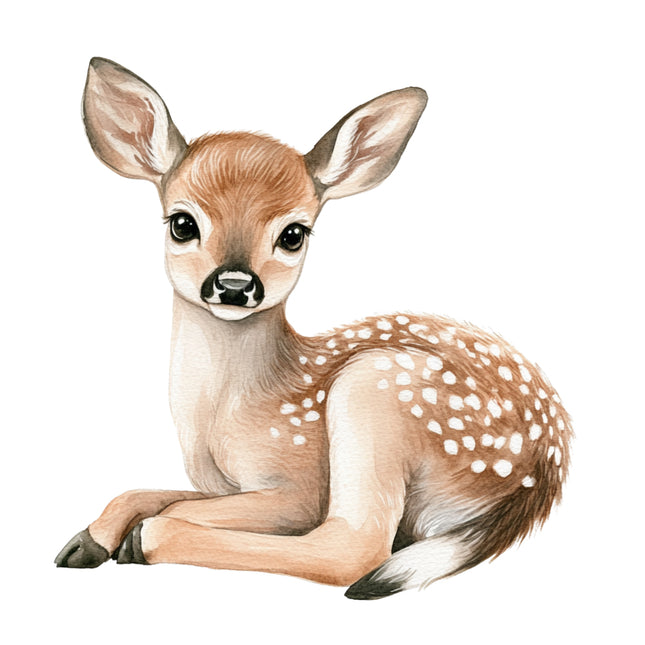 baby deer with brown fur and white spots fabric panel