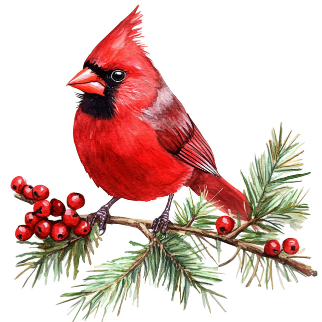 Red cardinal bird quilt block