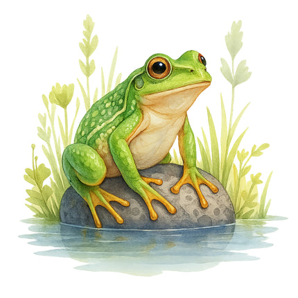 green frog cotton fabric panel