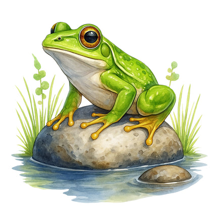 green frog cotton fabric panel