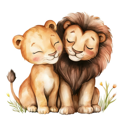 two lions fabric panel