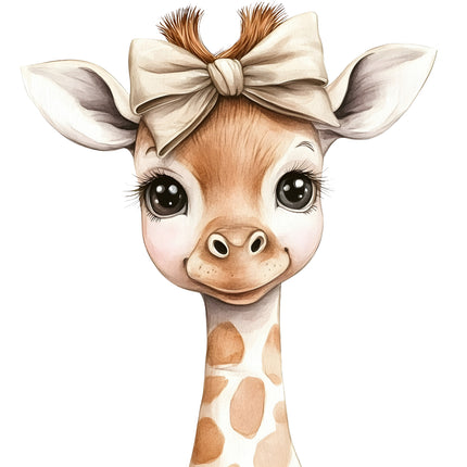 Cartoon giraffe with a bow fabric panel