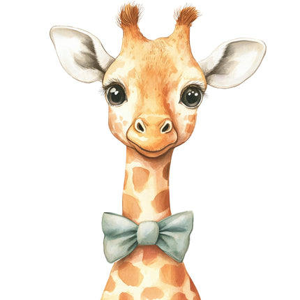 giraffe wearing a bow tie fabric panel