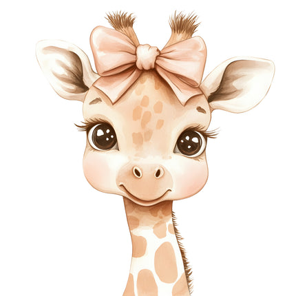 Cartoon giraffe with a bow fabric panel