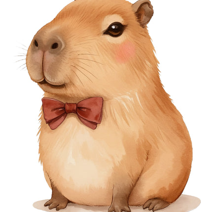 Capybara wearing a bow tie fabric panel
