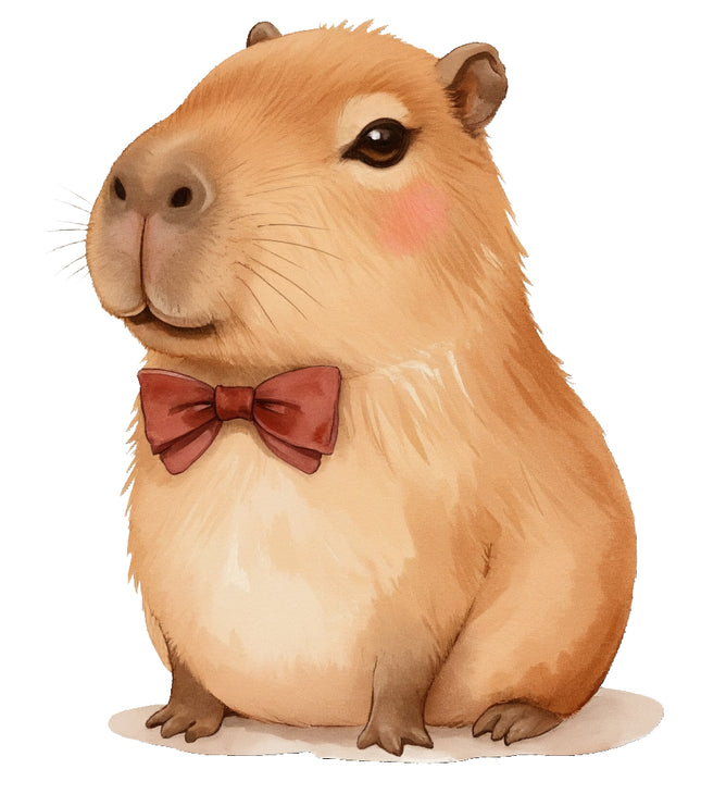 Capybara wearing a bow tie fabric panel