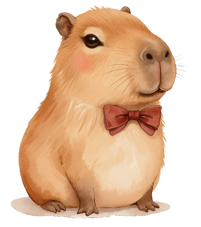 capybara wearing a bow tie cotton quilt block