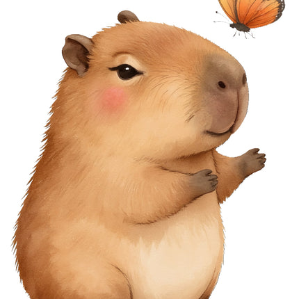 Capybara with a butterfly fabric panel