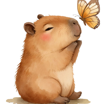 capybara with a butterfly fabric panel