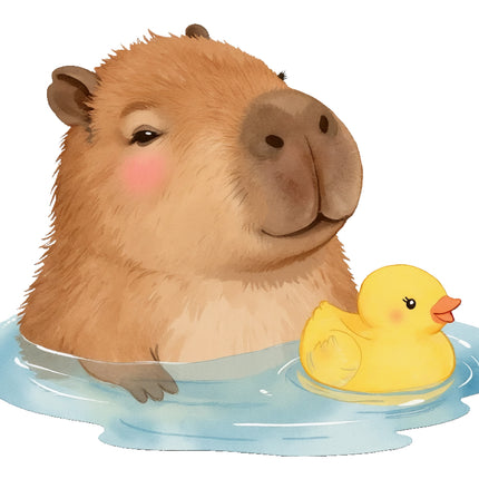 Capybara and duck fabric panel