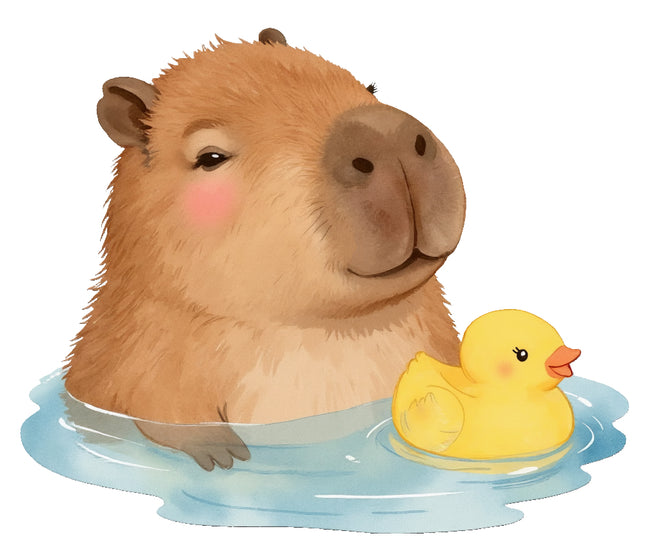 Capybara and duck fabric panel