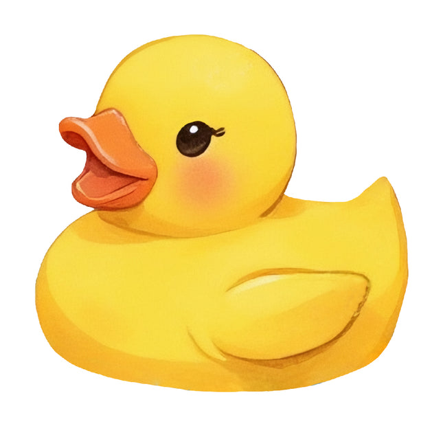 yellow duck with an orange beak fabric panel