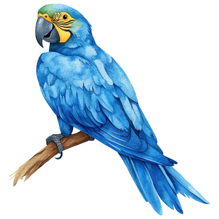 Blue parrot fabric panel