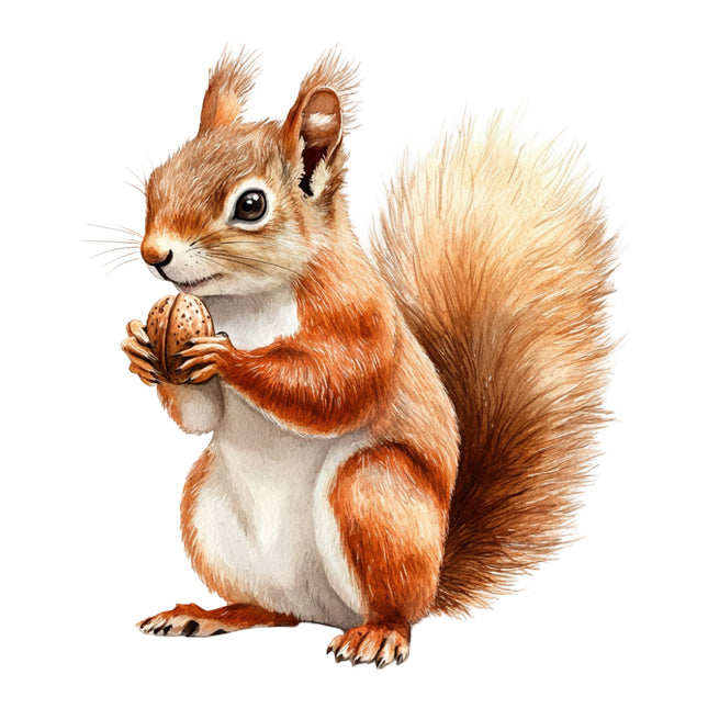 squirrel holding a nut fabric panel