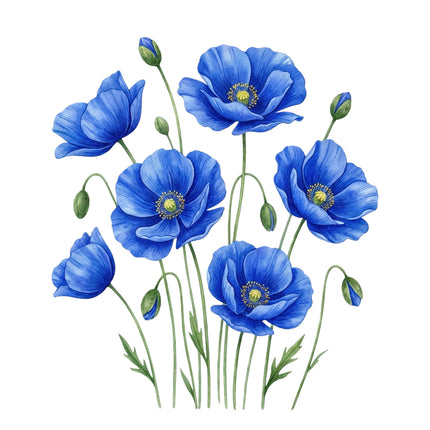 blue flowers fabric panel