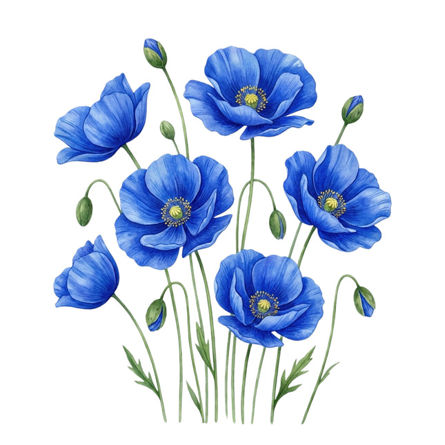 blue flowers fabric panel