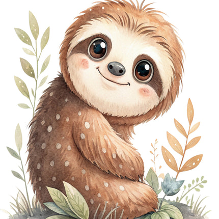 baby sloth fabric panel