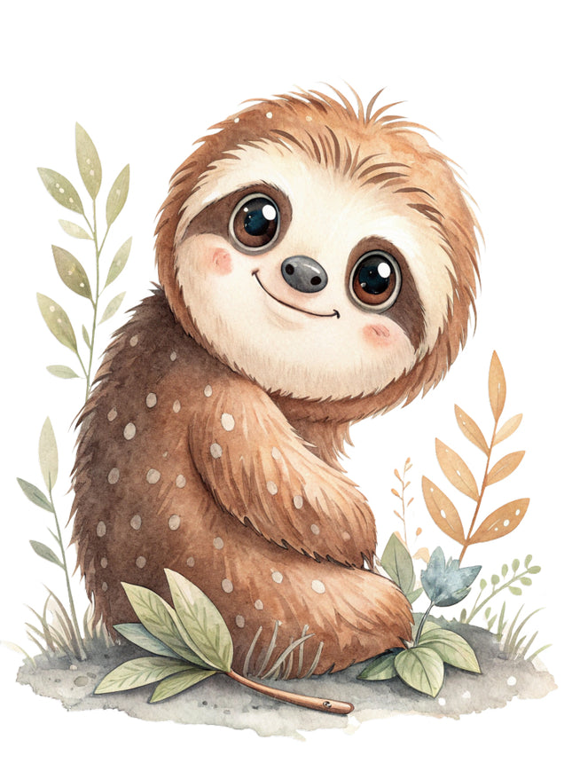baby sloth fabric panel