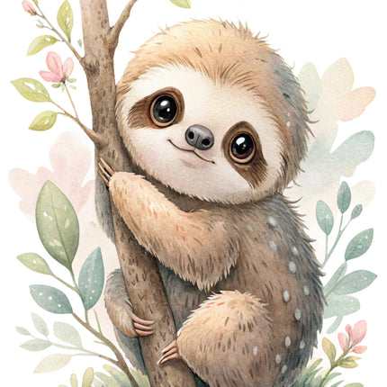 baby sloth fabric panel