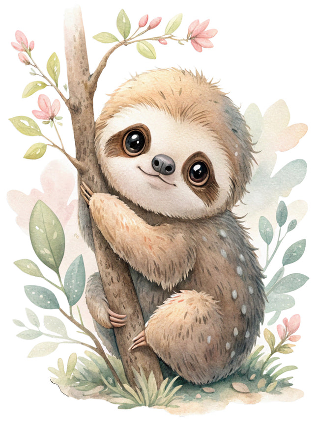 baby sloth fabric panel