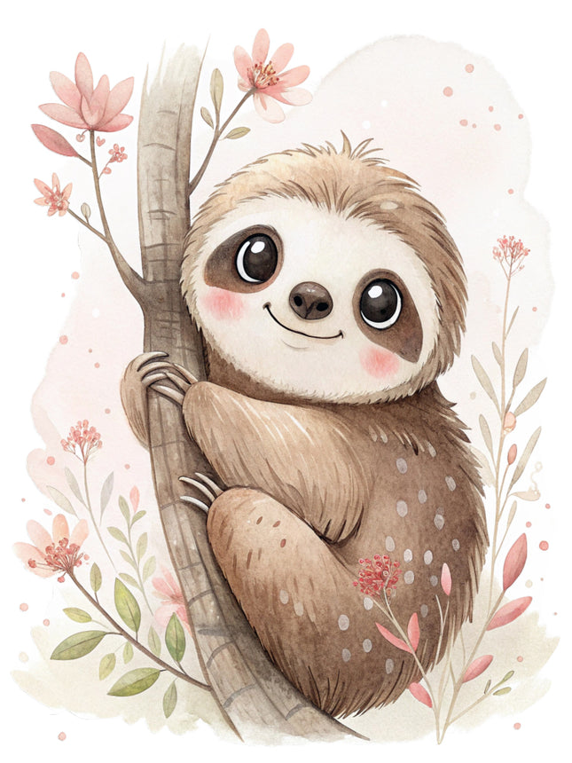 baby sloth fabric panel