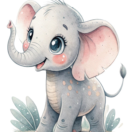 baby elephant fabric panel