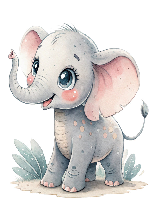 baby elephant fabric panel