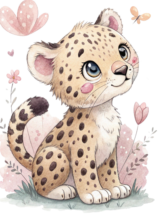 leopard cub fabric panel