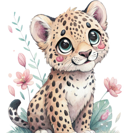 leopard cub fabric panel