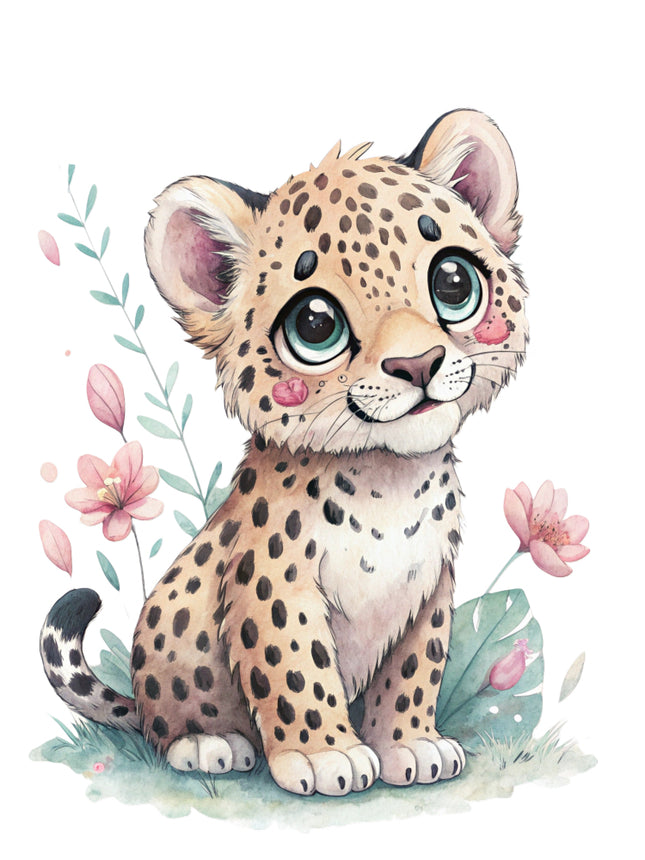 leopard cub fabric panel