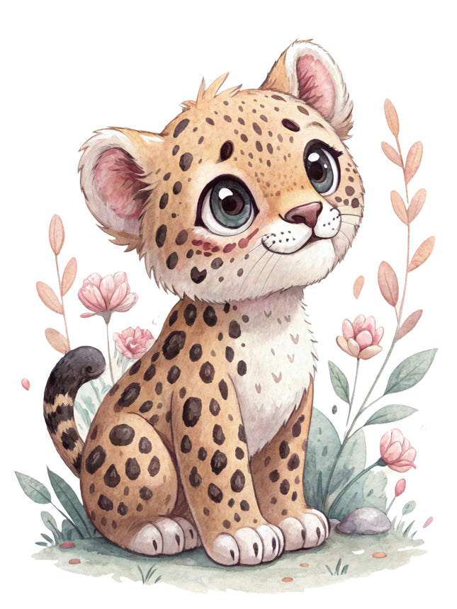 leopard cub fabric panel