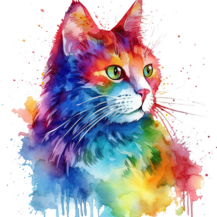 Colorful cat quilt block