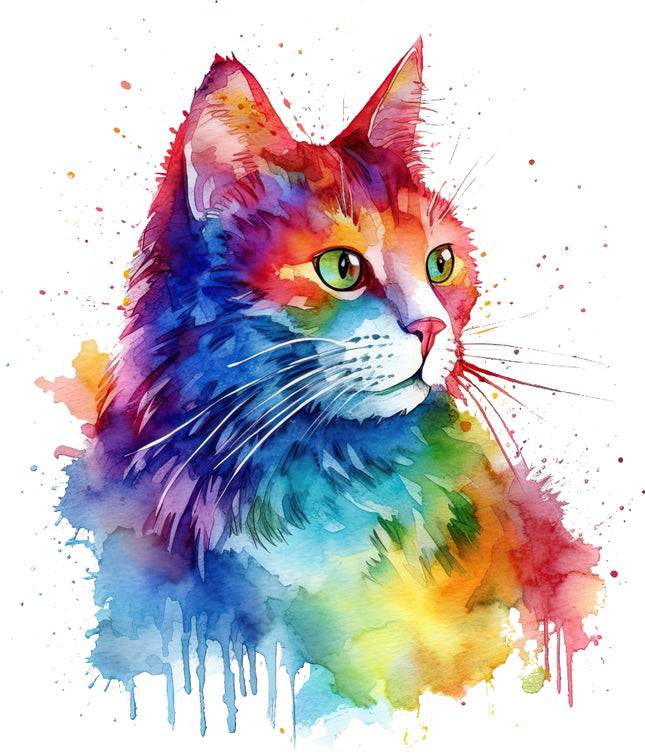 Colorful cat quilt block