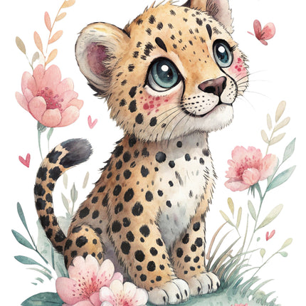 leopard cub fabric panel