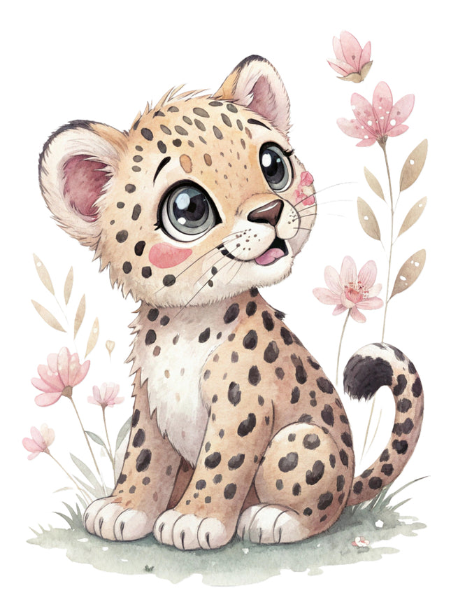 leopard cub fabric panel