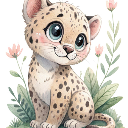 boho leopard cub fabric panel