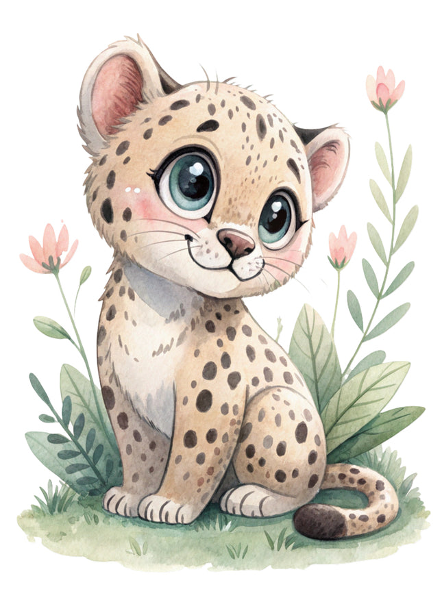 boho leopard cub fabric panel