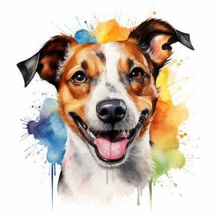 jack russell dog cotton fabric panel