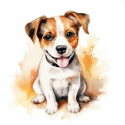 jack russell dog cotton fabric panel