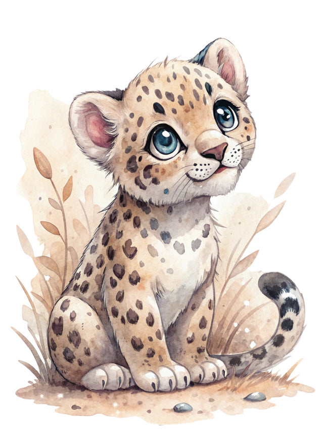 leopard cub fabric panel