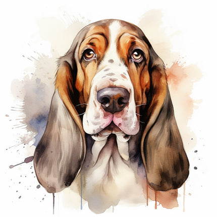 basset hound cotton fabric panel