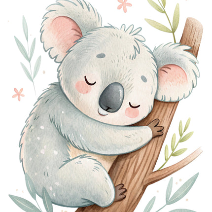baby koala bear sitting on a branch quilt block
